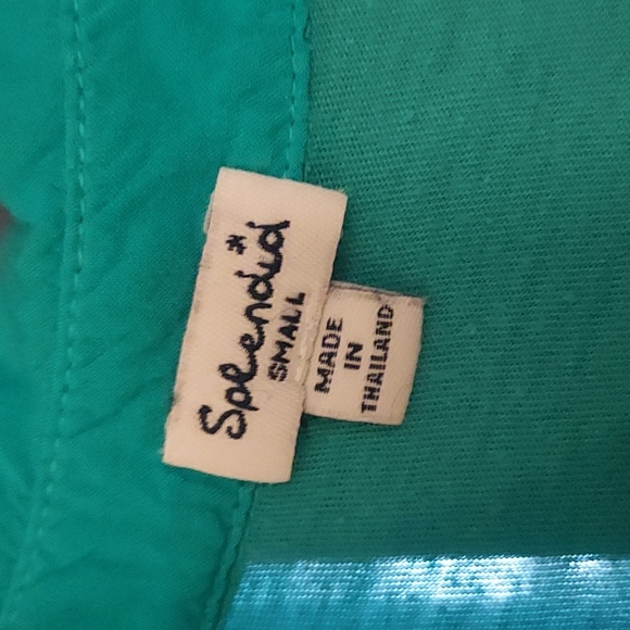 Splendid contrast long sleeve top teal soft small spots on front size small - Picture 2 of 9